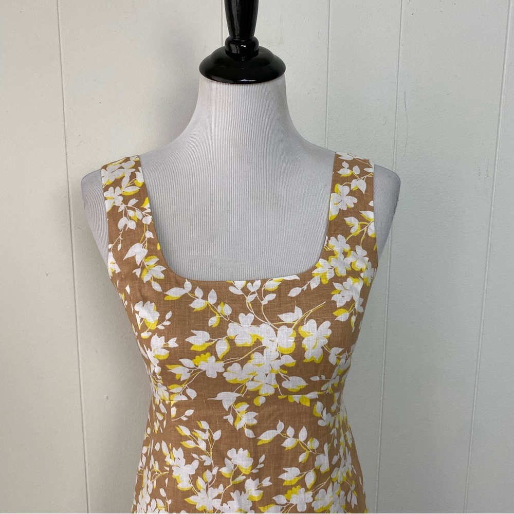 Draper James Brown White Yellow Floral Sleeveless Mini Dress size 0 - Picture 3 of 10